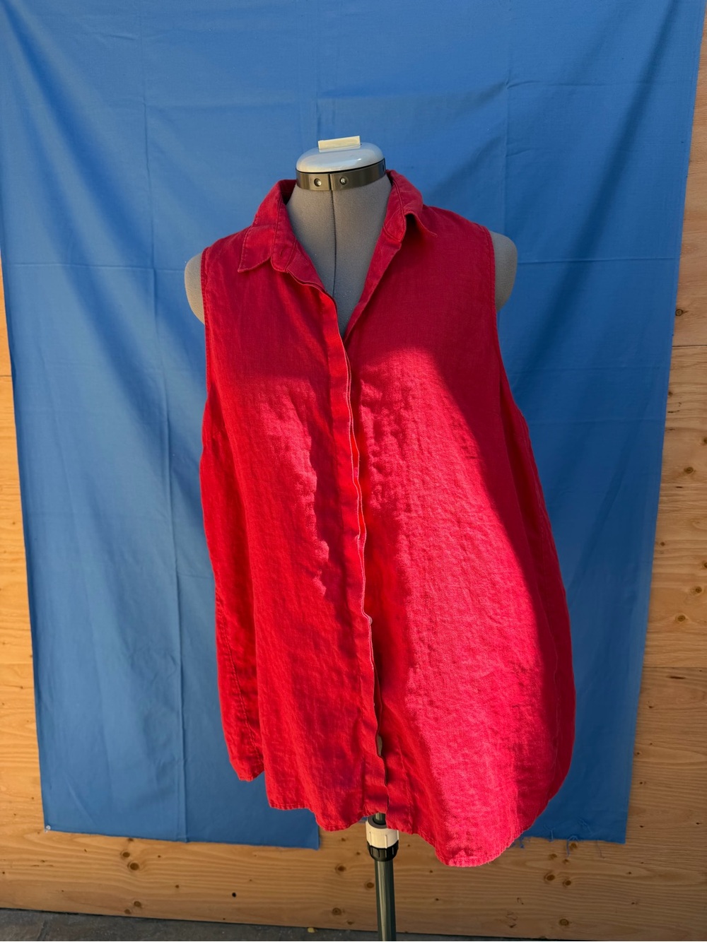 Rosso35 Bright Red Sleeveless Linen Tunic